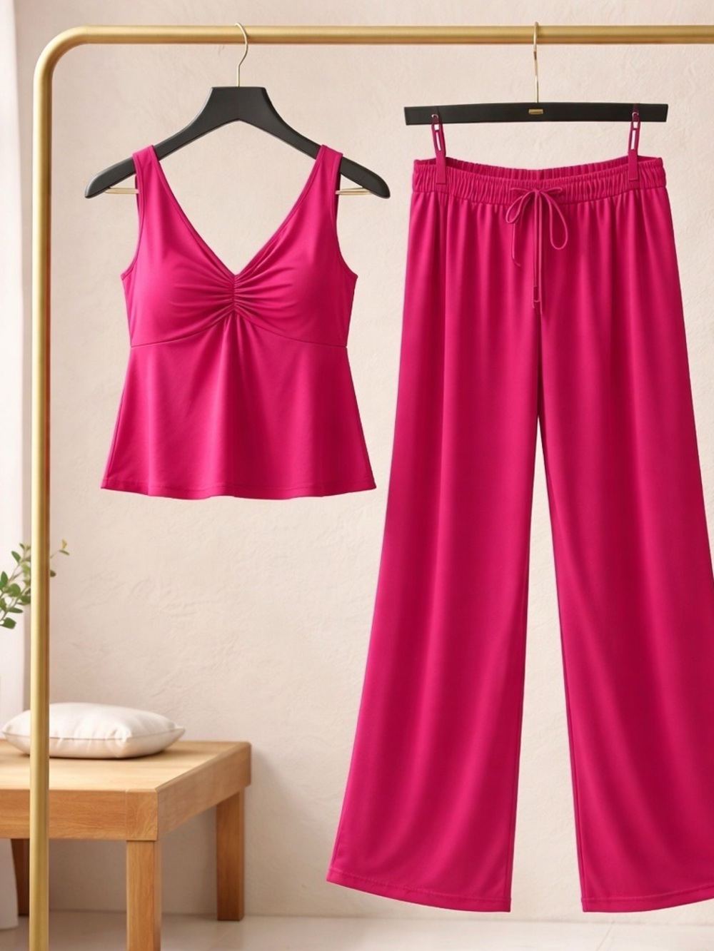 Natori 100% Polyester Loungewear Set (Tank Top & Wide-Leg Pants)
